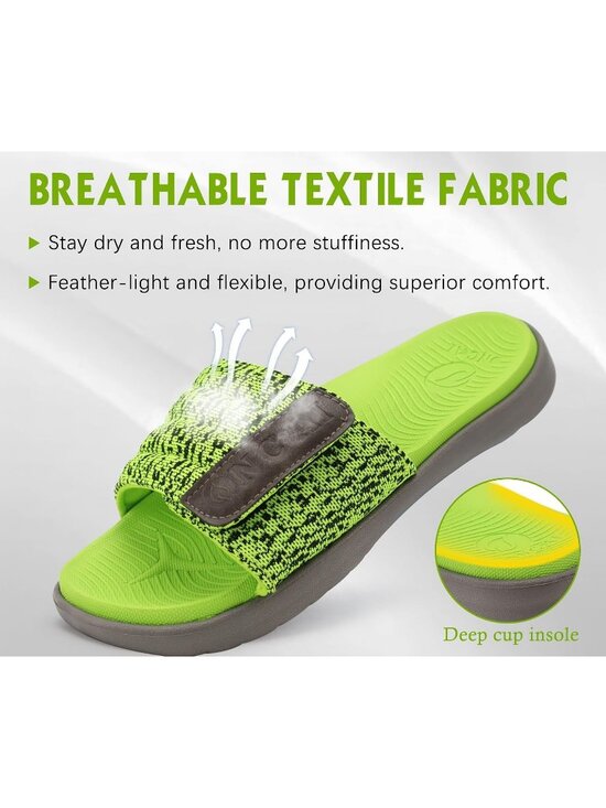Men\'s Green Arch Support Sport Slides Open Toe Adjustable Orthotic Sandal Shoes main image 5